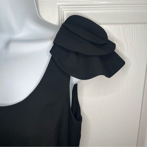 BCBGeneration LBD Black Sheath Mini Dress Petal Cap Sleeves Moto Zippers 6 - Picture 5 of 10